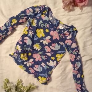 3T Carter's blue flowered blouse